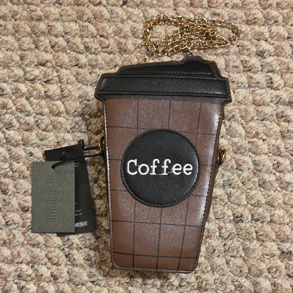 Brown Coffee Cup Crossbody Bag